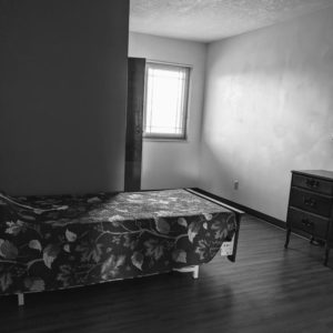 An empty room in black and white